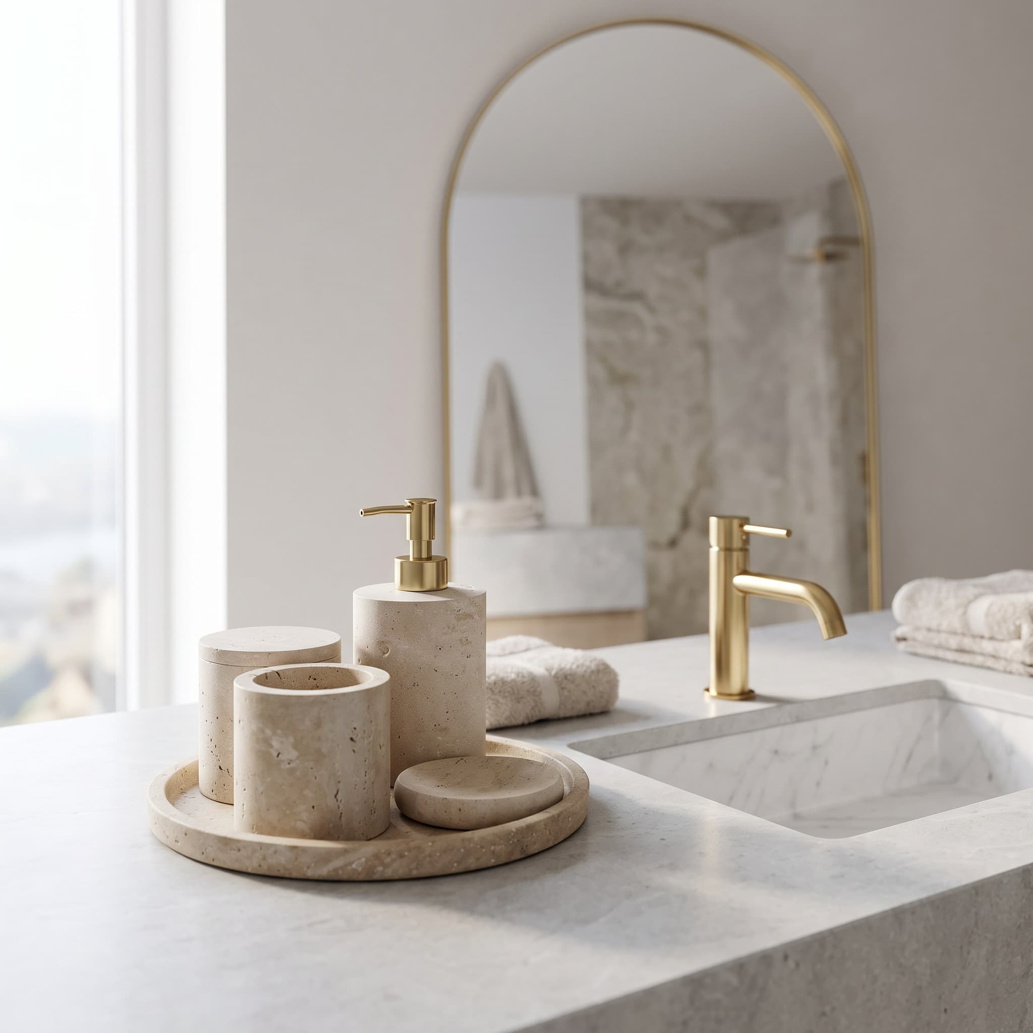 Ivory Travertine 4-Piece Bath Set