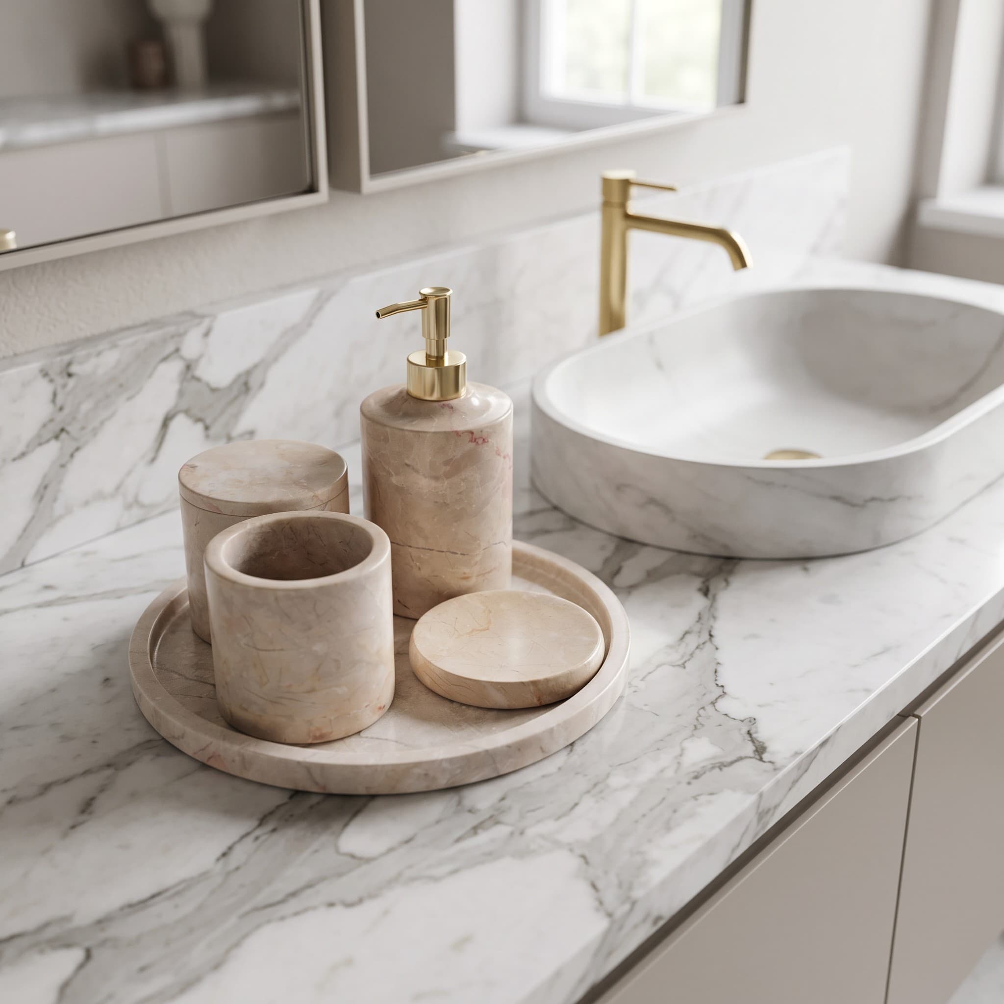 Rosa Beige Marble 4-Piece Bath Set