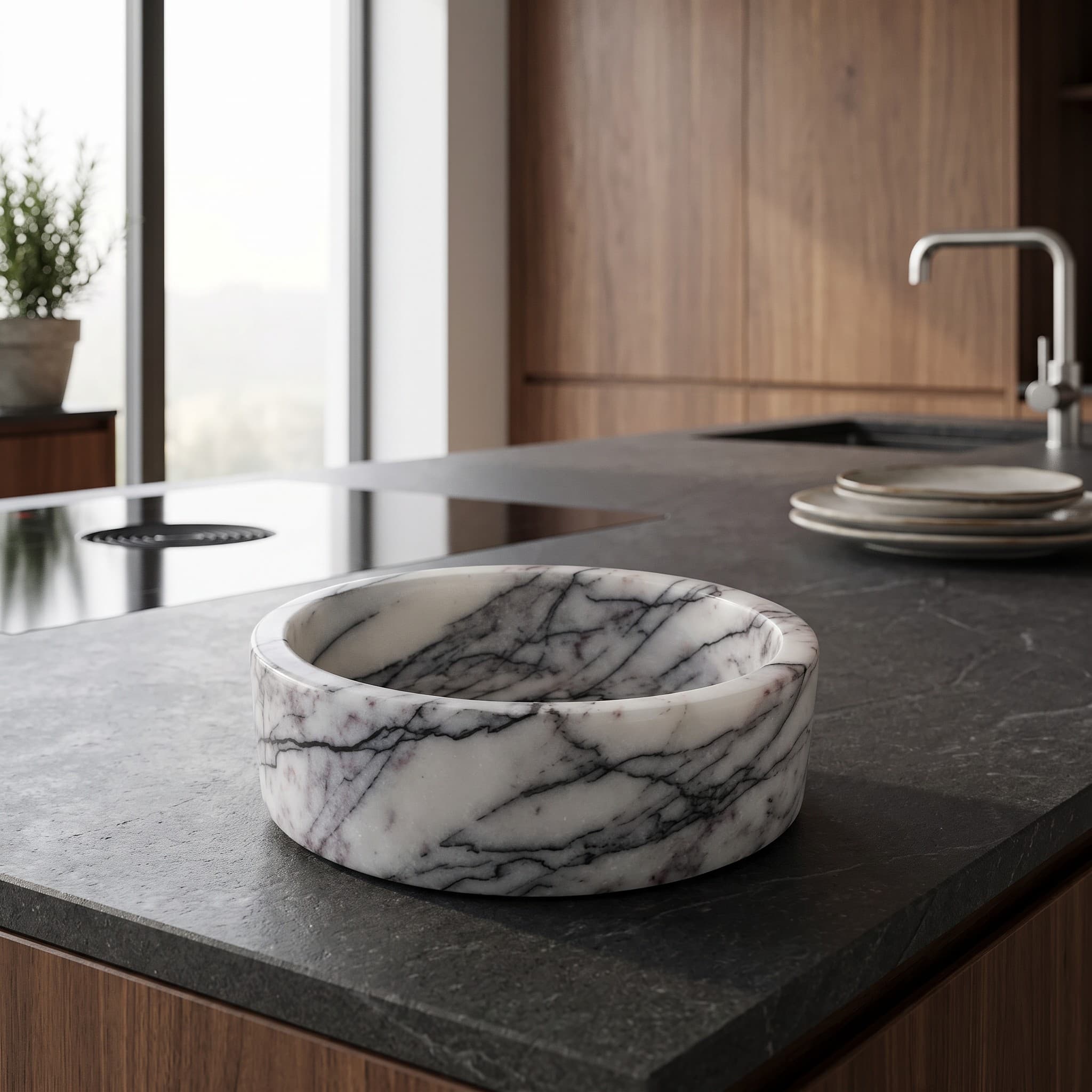 Milas Lilac Marble Serving Bowl
