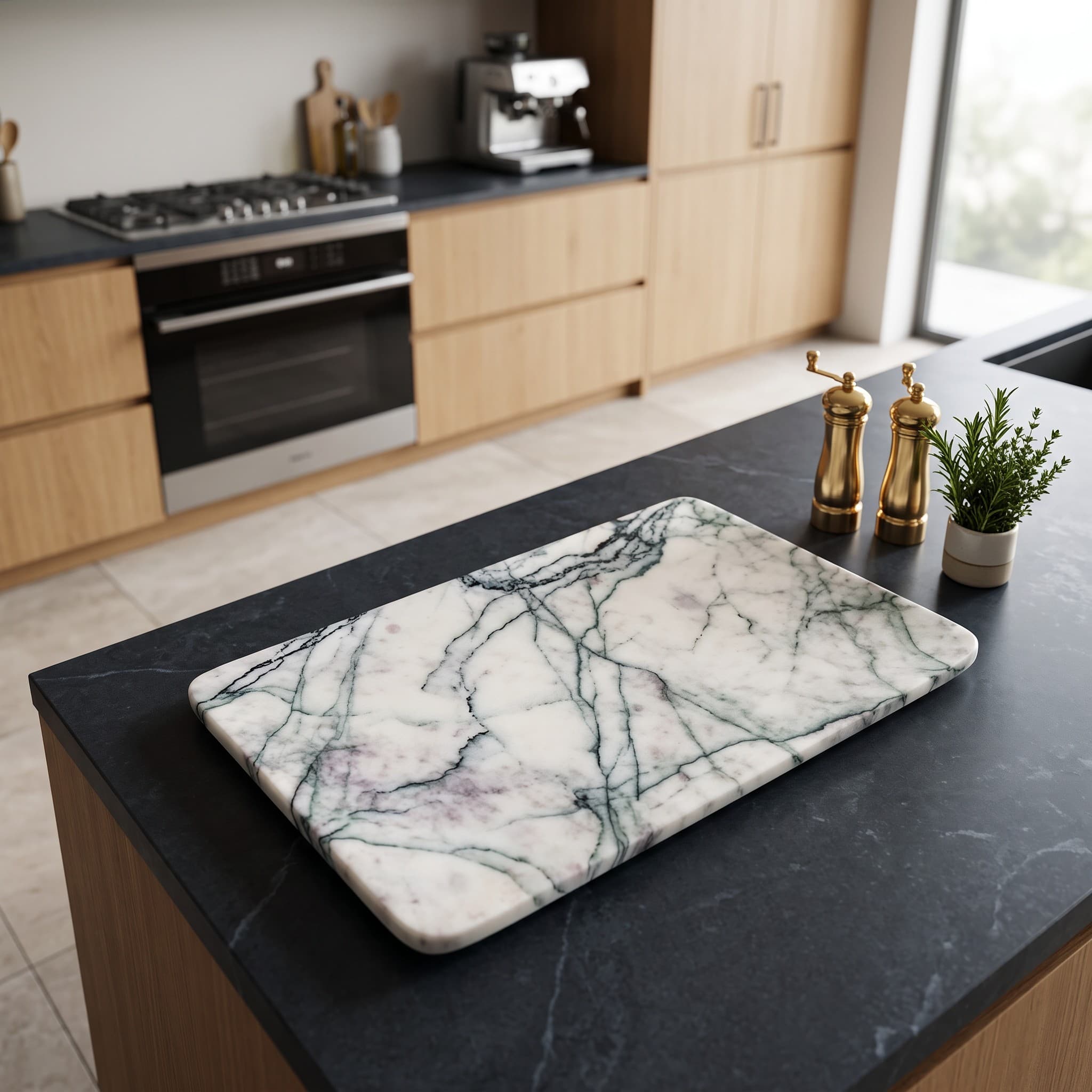 Afyon White Marble Rectangular Tray