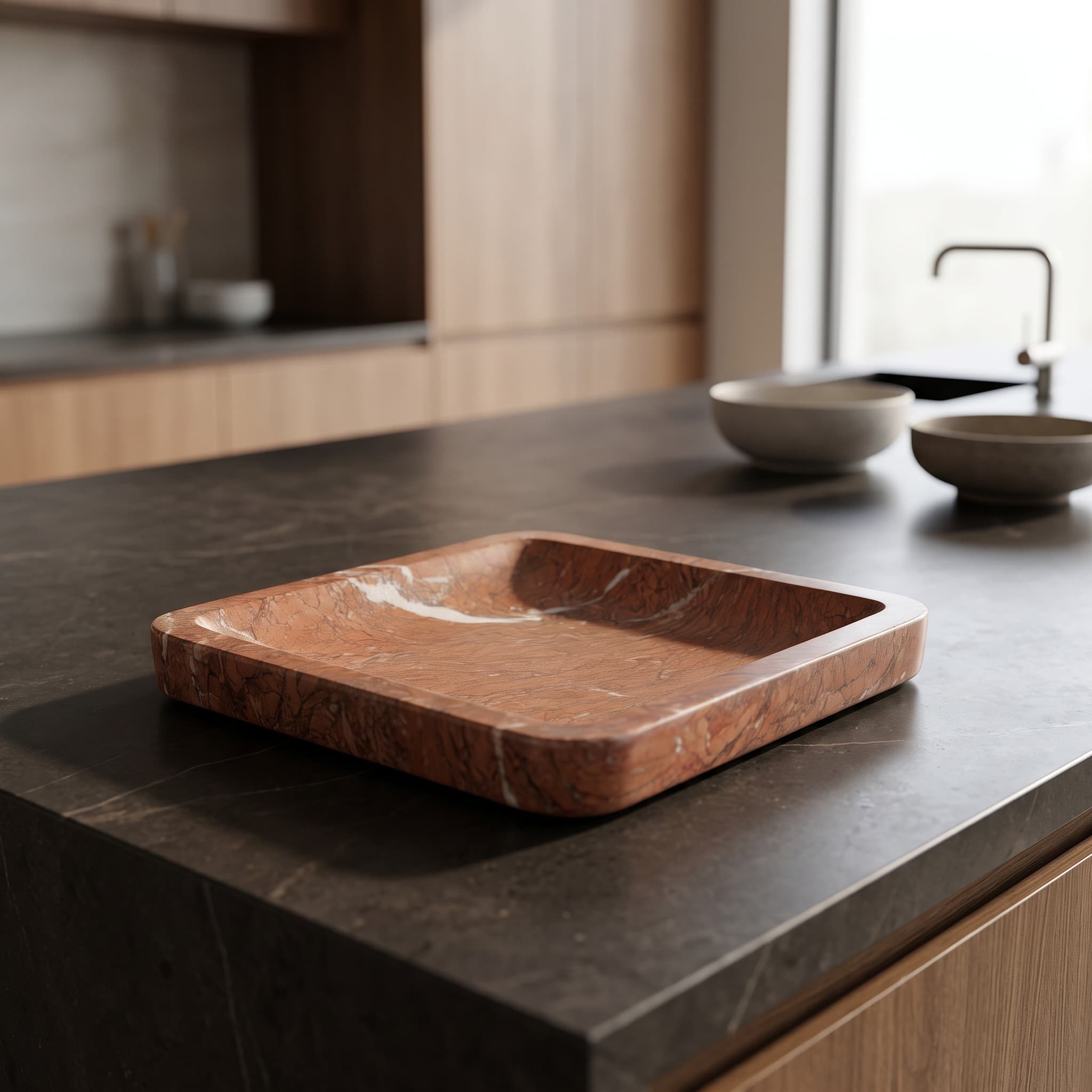 Terracotta Marble Square Tray