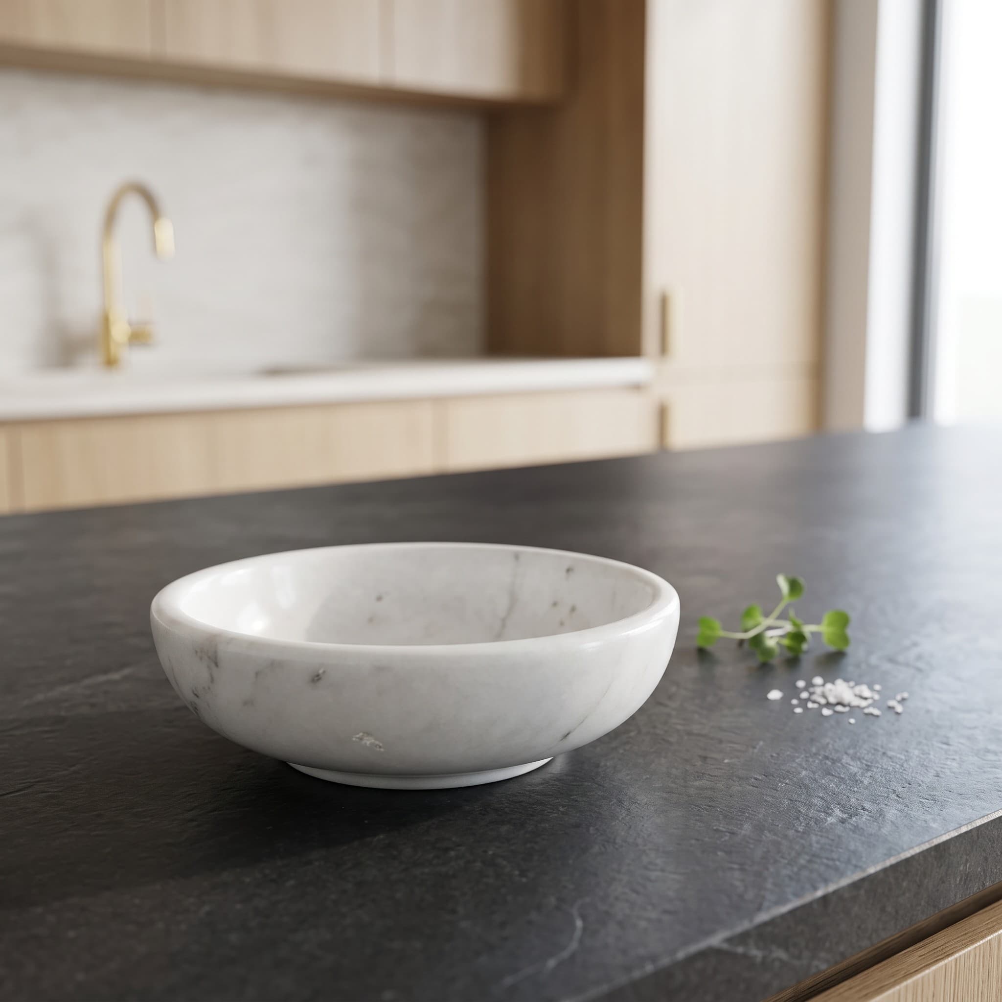 Afyon White Marble Serving Bowl
