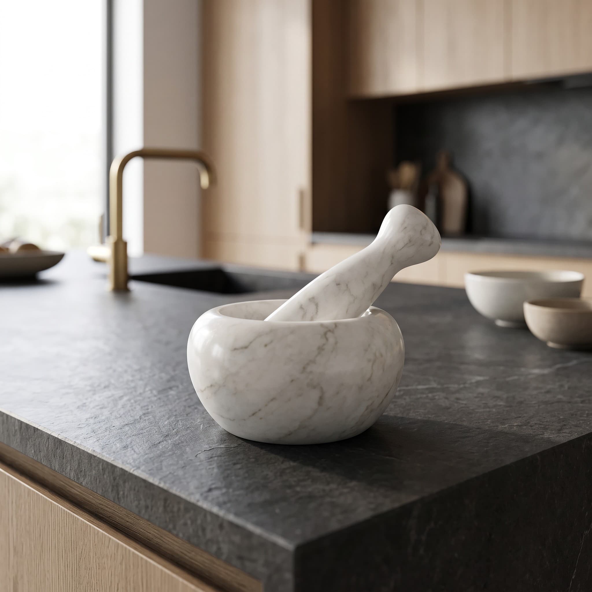 Afyon White Marble Mortar and Pestle