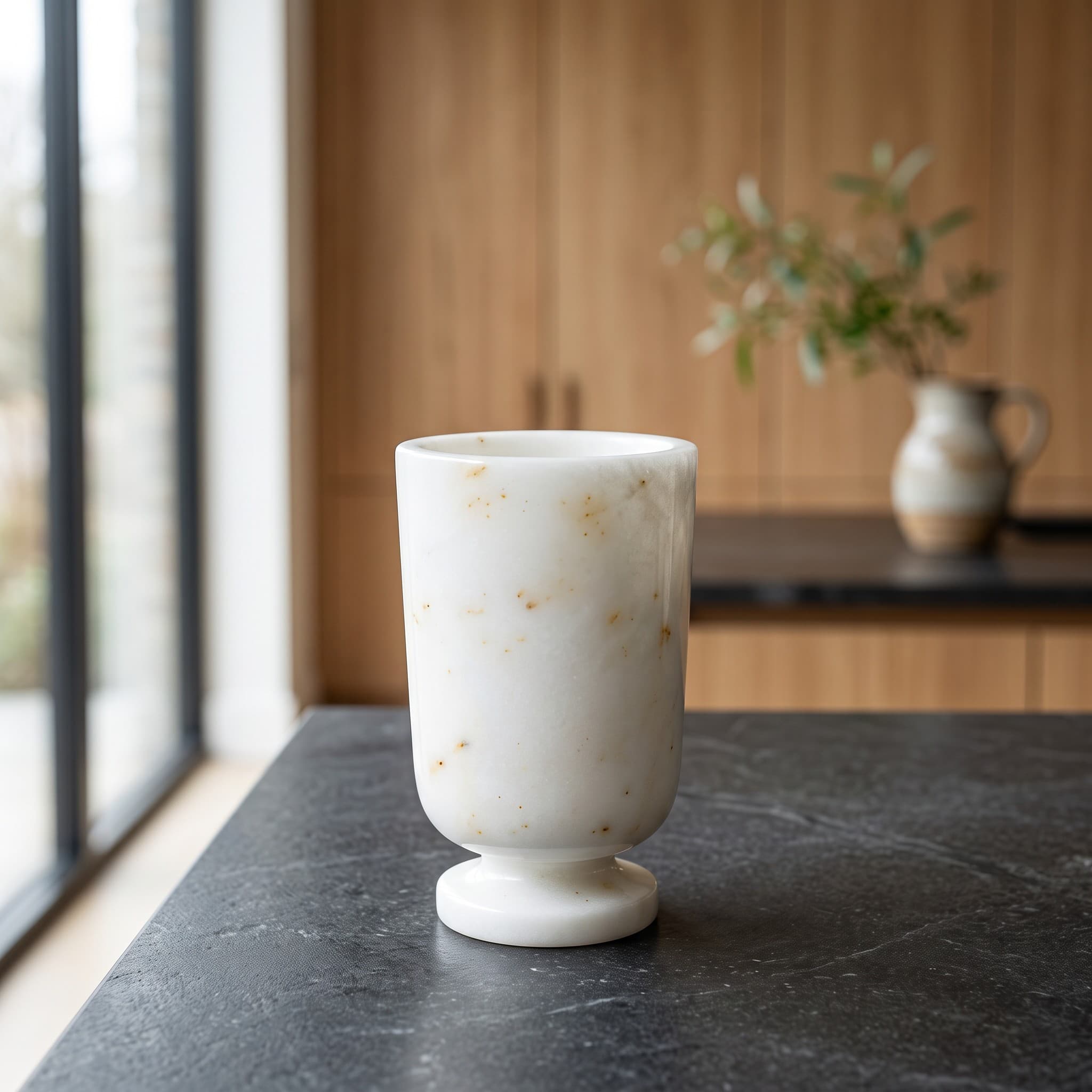 Afyon White Marble Chalice Vase