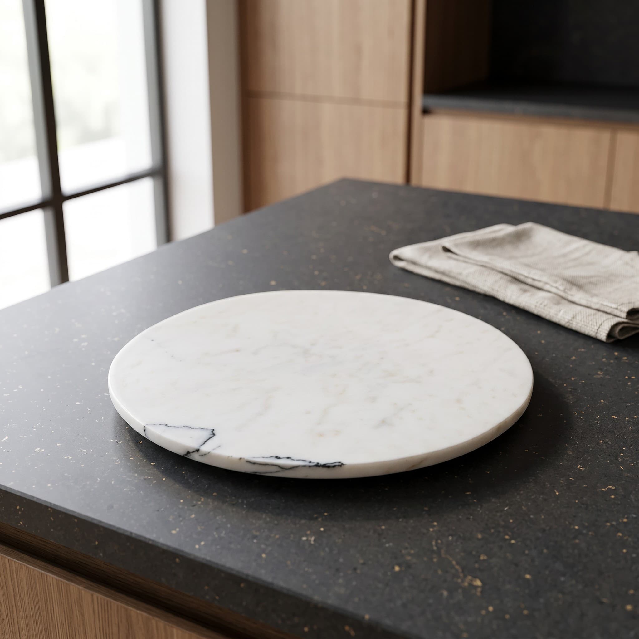 Afyon White Marble Round Board