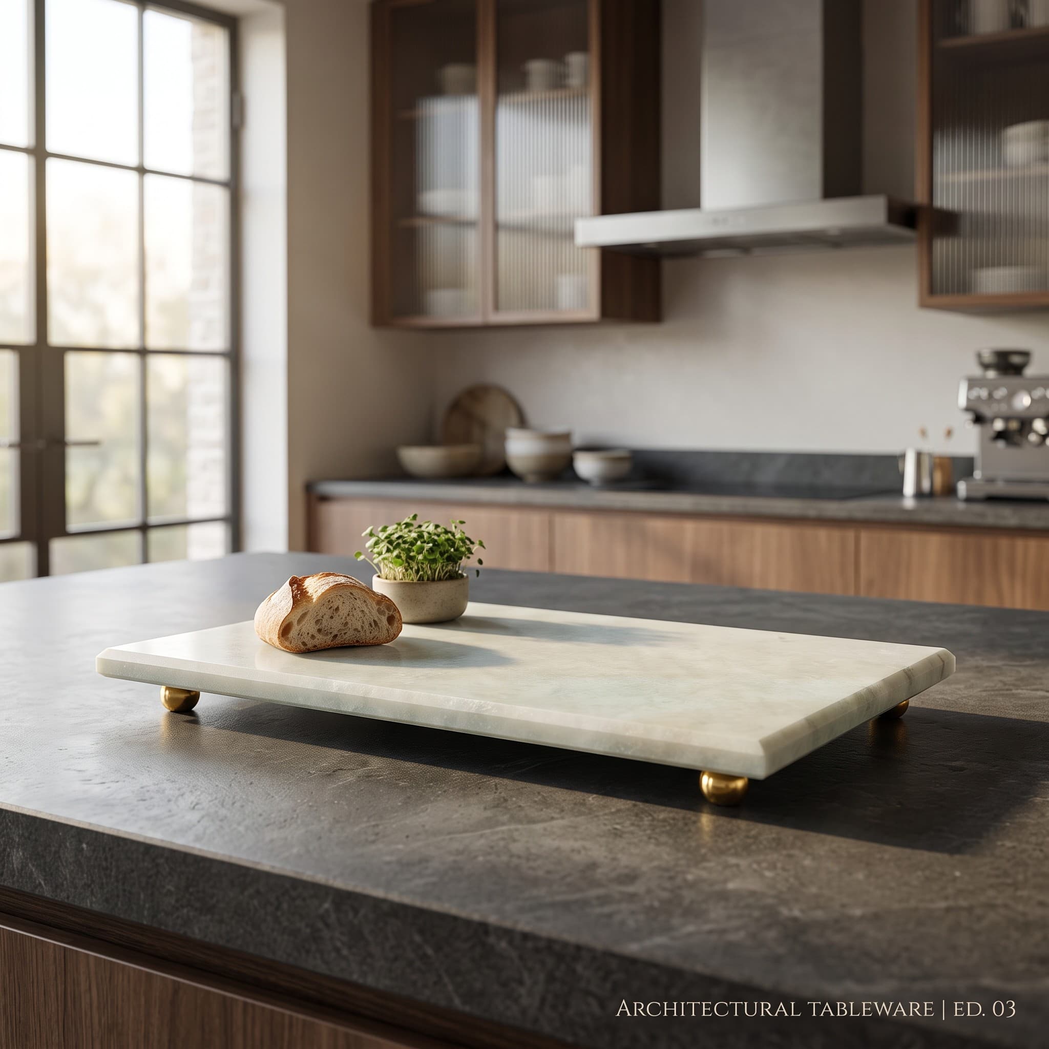 Milas Lilac Marble Gold-Rim Tray