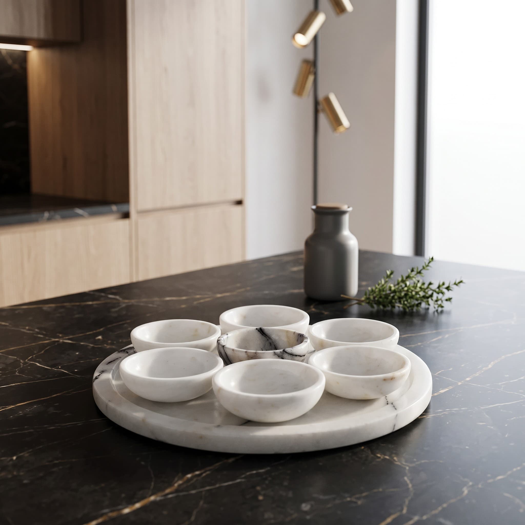 Afyon White Marble Coffee Cup Set