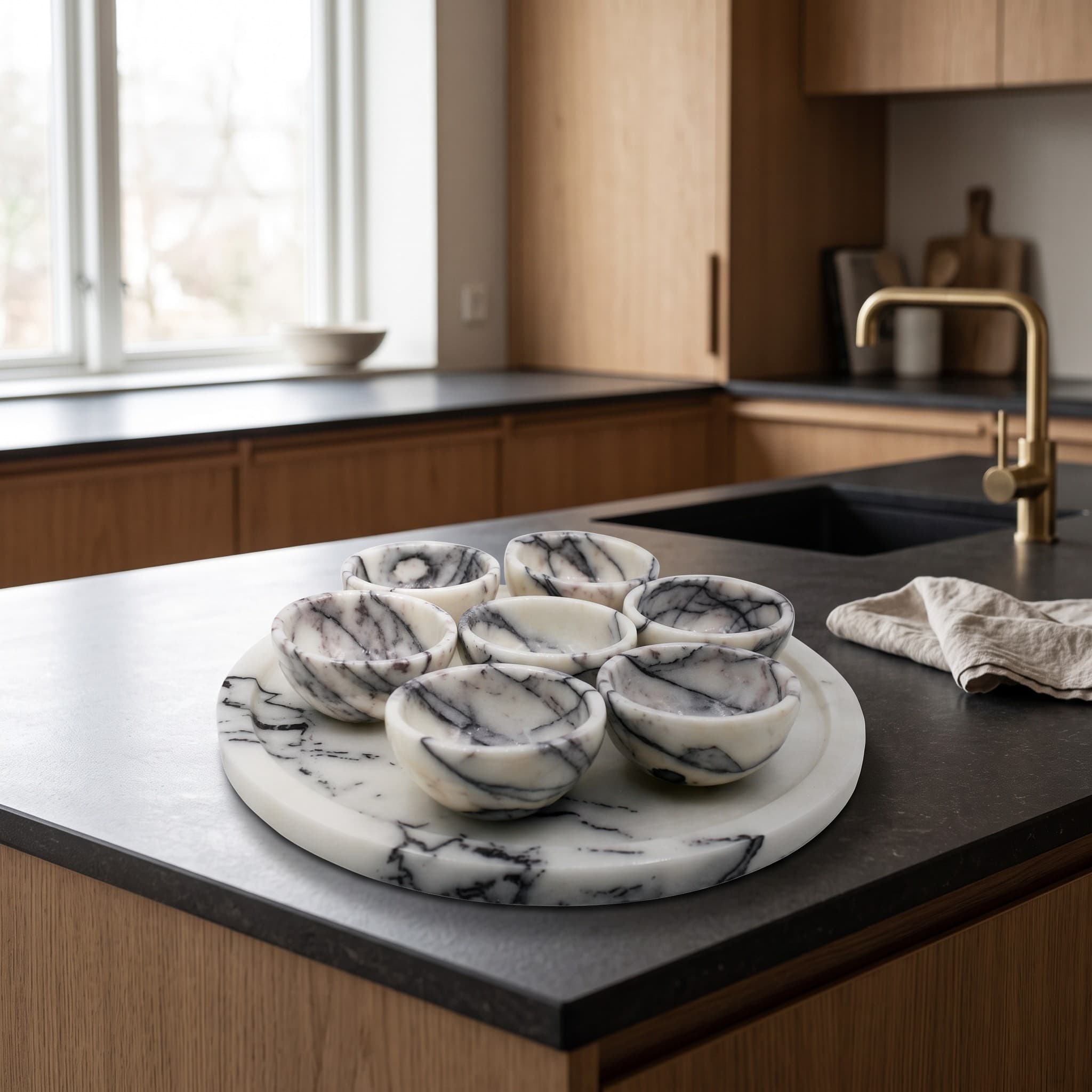 Afyon White Marble Plate Stack