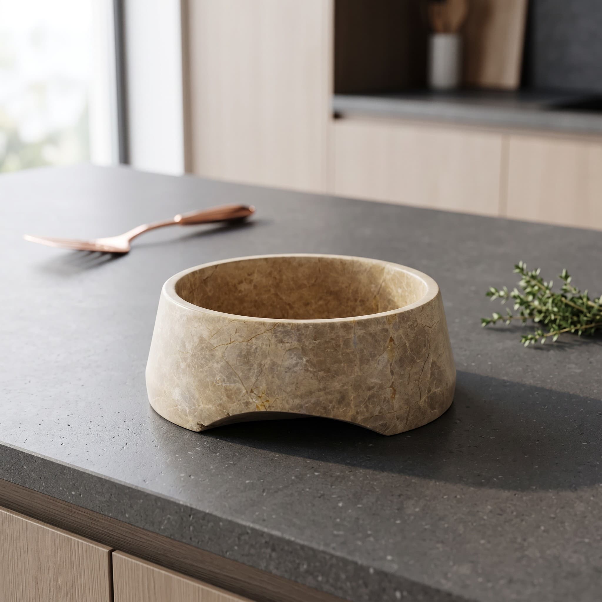Classic Travertine Footed Bowl
