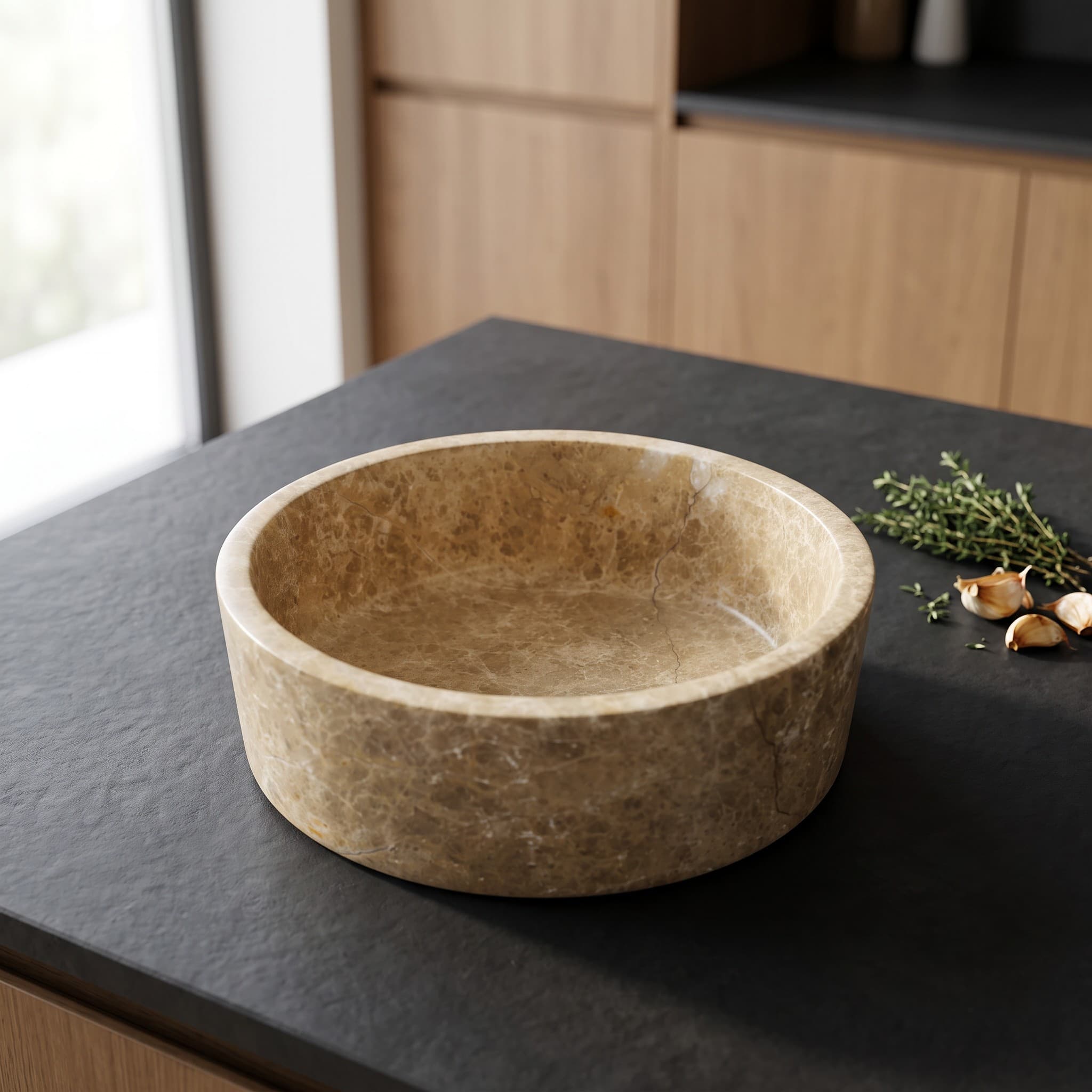Honey Travertine Deep Bowl