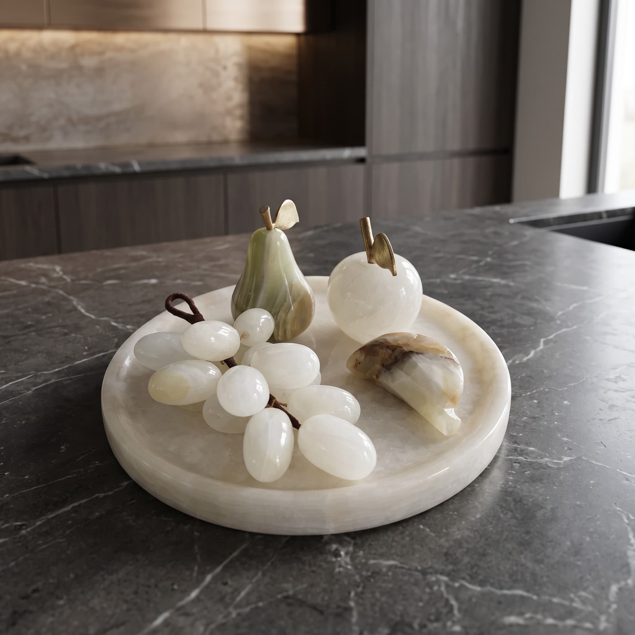 White Onyx Grape Cluster Sculpture