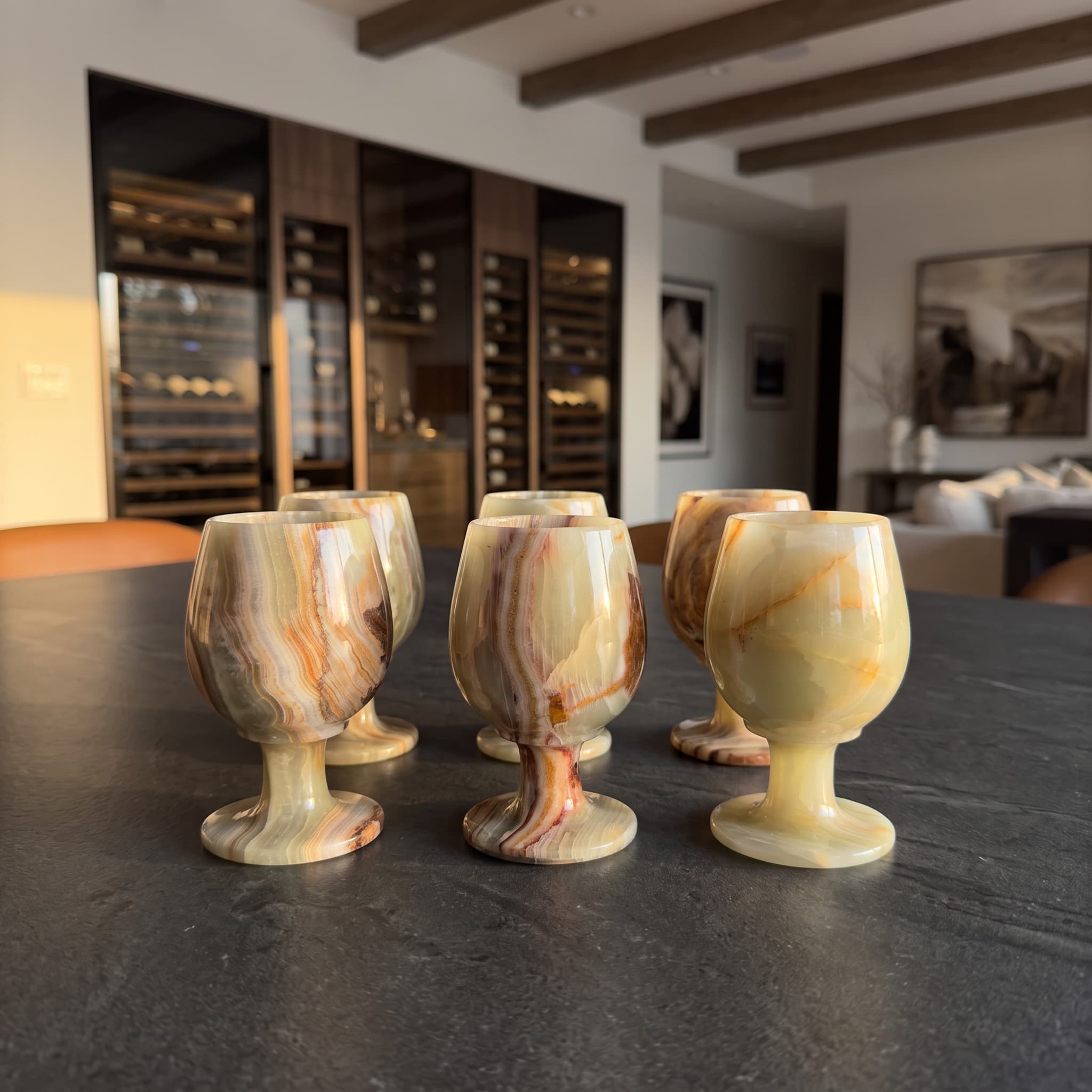 Banded Onyx Goblet Set