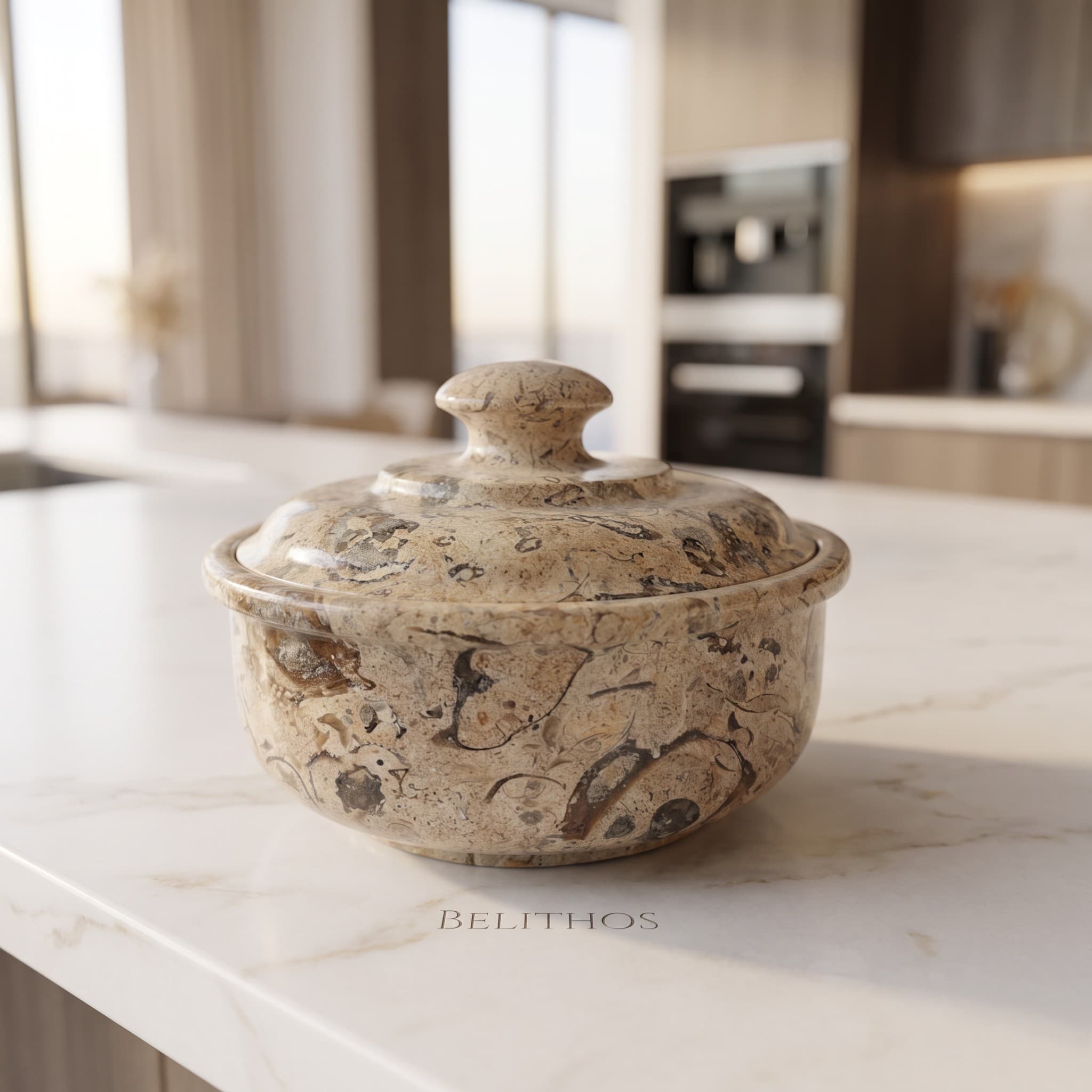 Fossil Marble Lidded Tureen