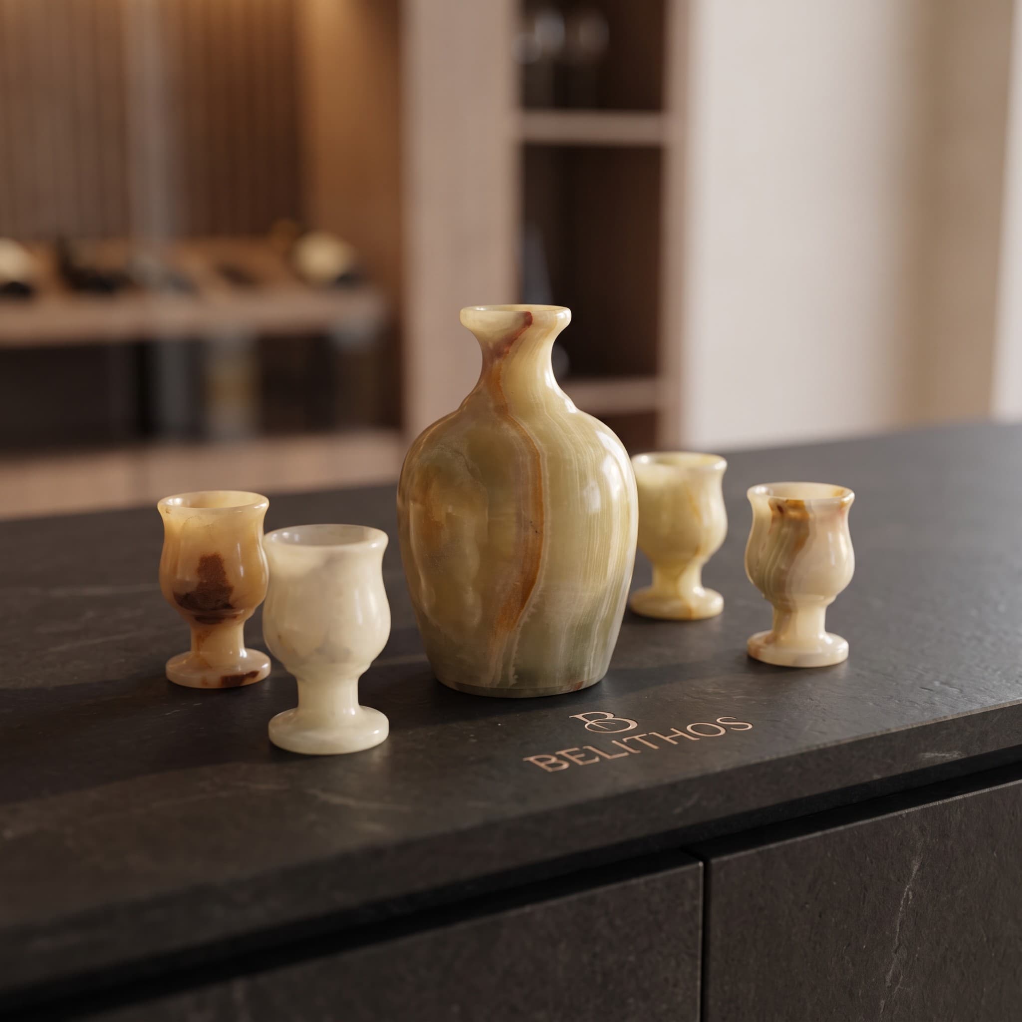 Honey Onyx Carafe & Goblet Set