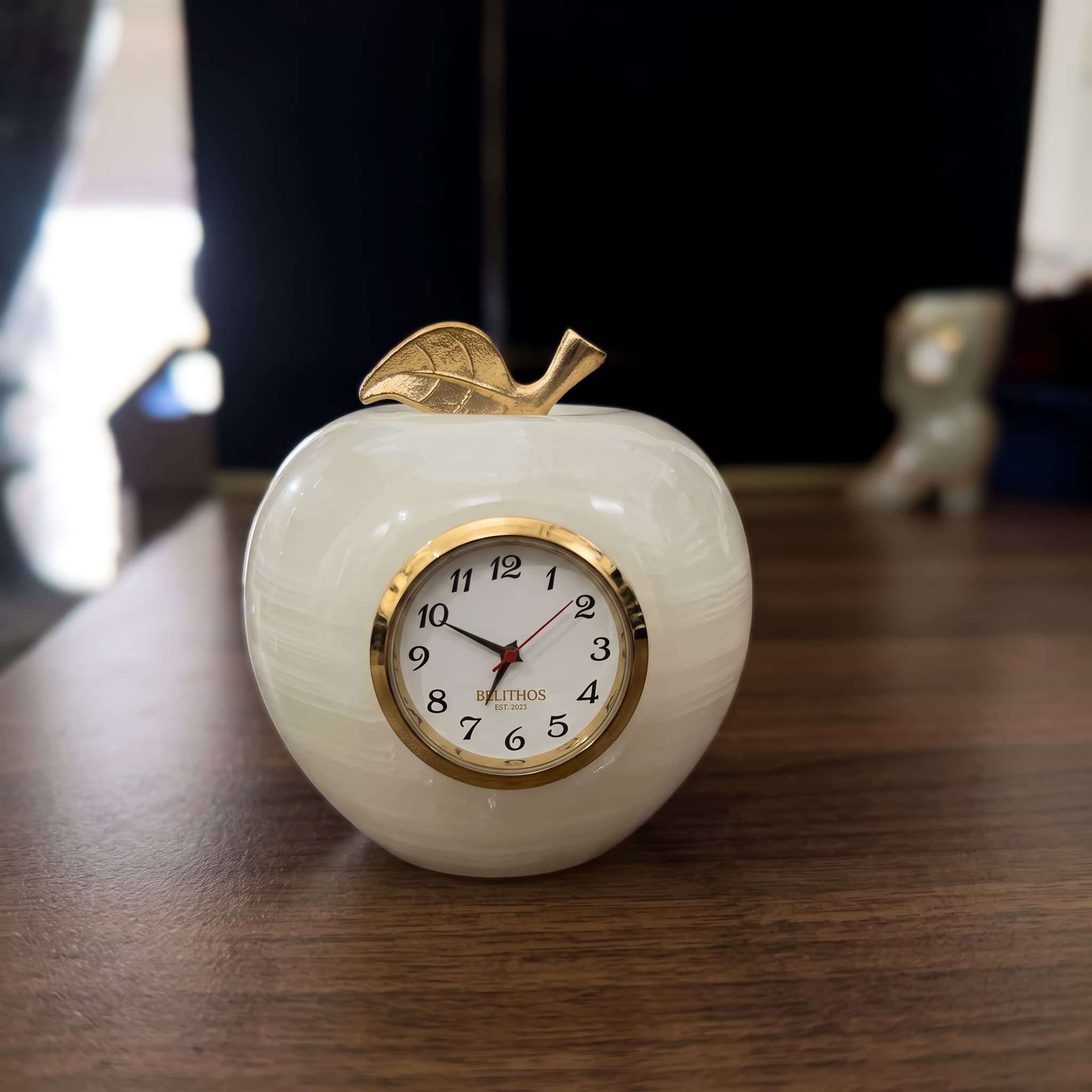 White Onyx Apple Desk Clock