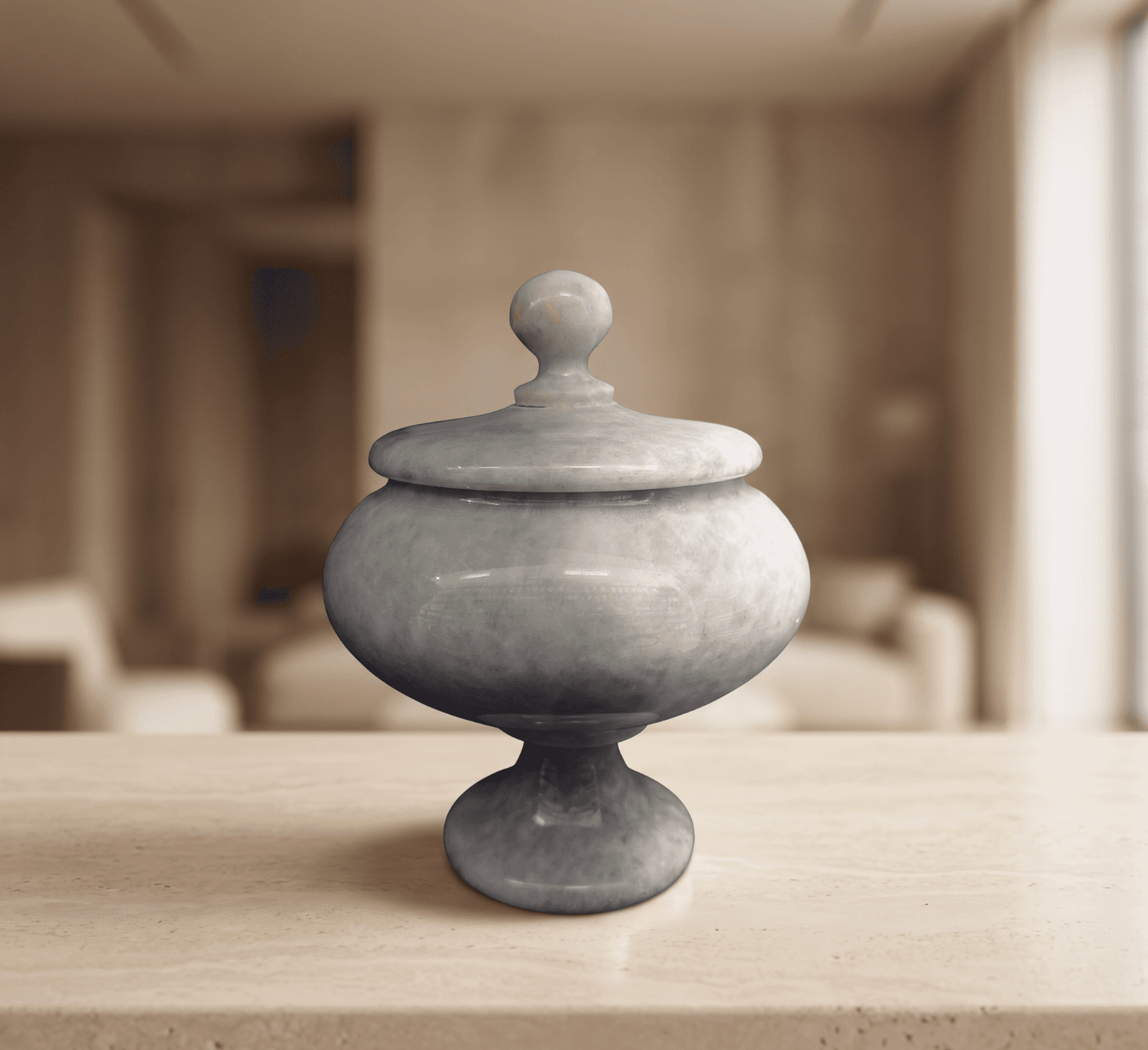 Grey-Blue Onyx Lidded Urn