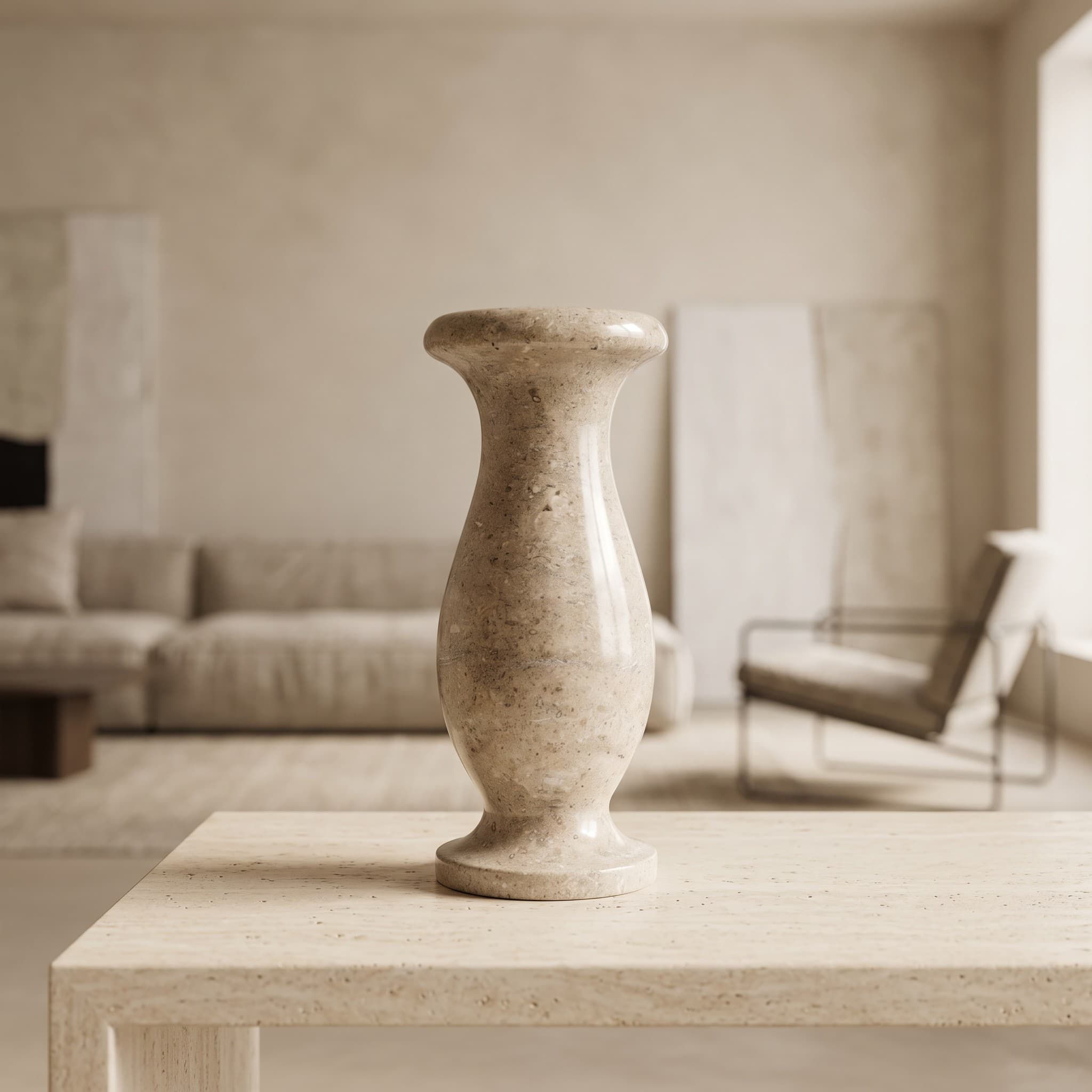 Classical Baluster Limestone Fluted Vase